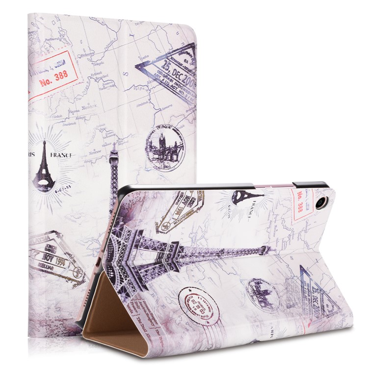 Pattern Printing Leather Stand Smart Protection Shell for Xiaomi Mi Pad 4 Plus - Eiffel Tower-1