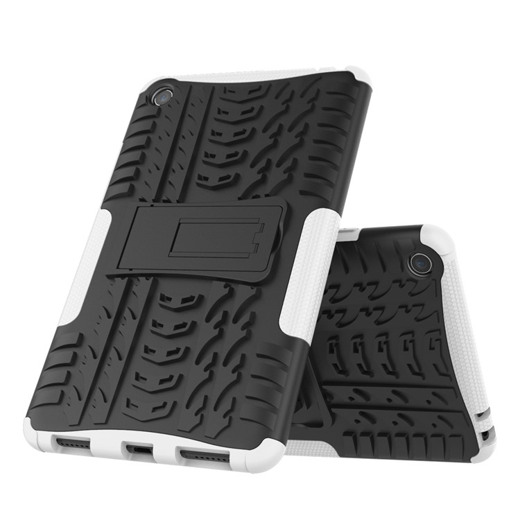 Anti-slip PC + TPU Hybrid Shell Case with Kickstand for Xiaomi Mi Pad 4 - White-2