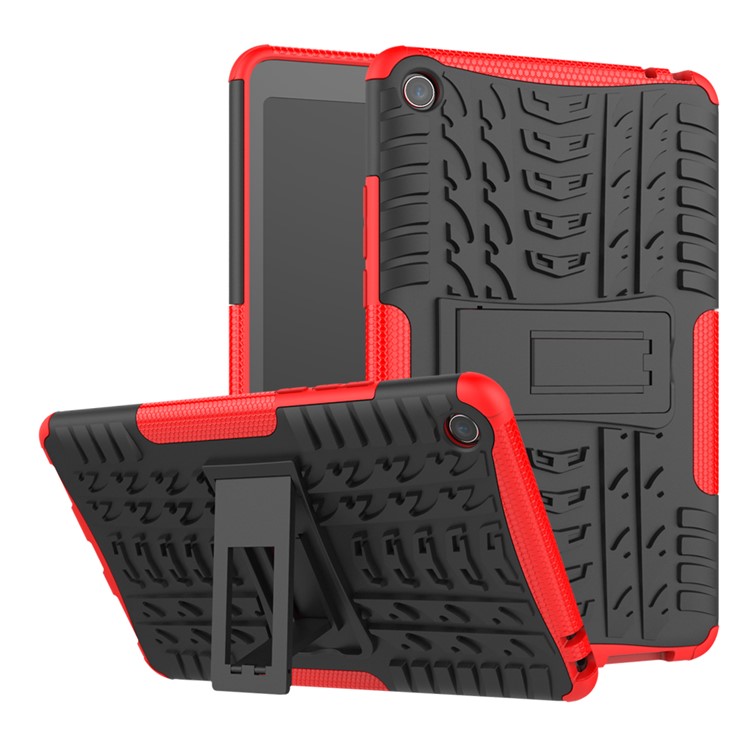Anti-slip PC + TPU Hybrid Case Cover with Kickstand for Xiaomi Mi Pad 4 - Red-1