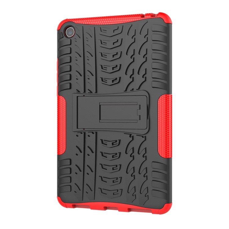 Anti-slip PC + TPU Hybrid Case Cover with Kickstand for Xiaomi Mi Pad 4 - Red-10