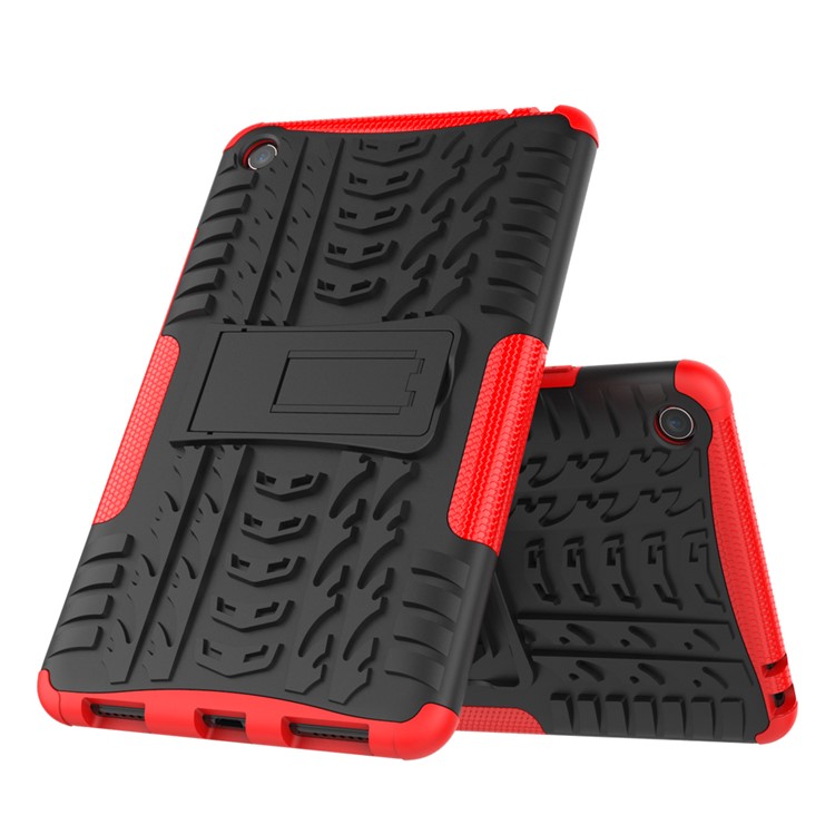 Anti-slip PC + TPU Hybrid Case Cover with Kickstand for Xiaomi Mi Pad 4 - Red-2
