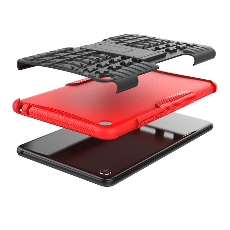 Anti-slip PC + TPU Hybrid Case Cover with Kickstand for Xiaomi Mi Pad 4 - Red-3