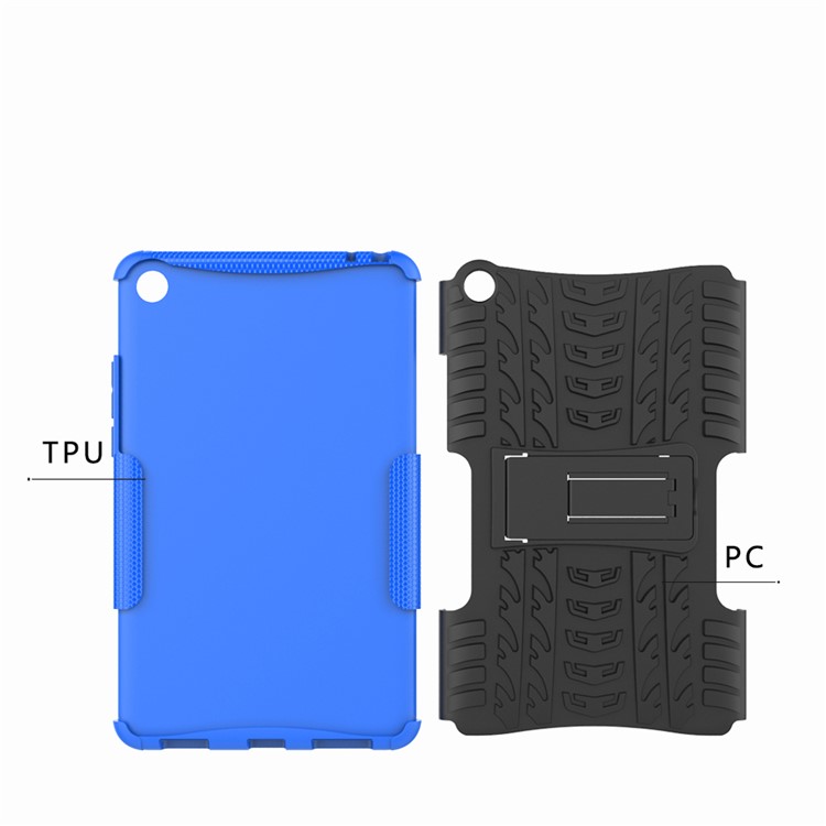 Anti-slip PC + TPU Combo Cover Shell Case with Kickstand for Xiaomi Mi Pad 4 - Blue-11