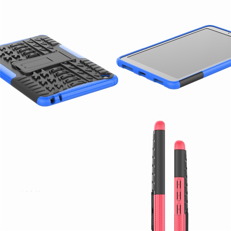 Anti-slip PC + TPU Combo Cover Shell Case with Kickstand for Xiaomi Mi Pad 4 - Blue-12