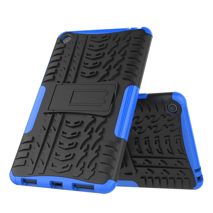 Anti-slip PC + TPU Combo Cover Shell Case with Kickstand for Xiaomi Mi Pad 4 - Blue-2