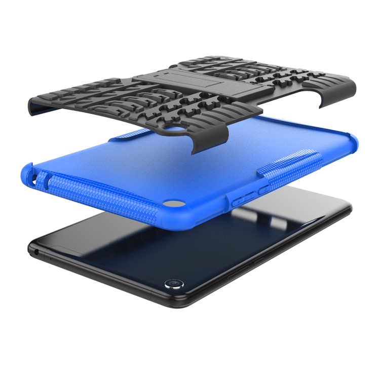 Anti-slip PC + TPU Combo Cover Shell Case with Kickstand for Xiaomi Mi Pad 4 - Blue-3