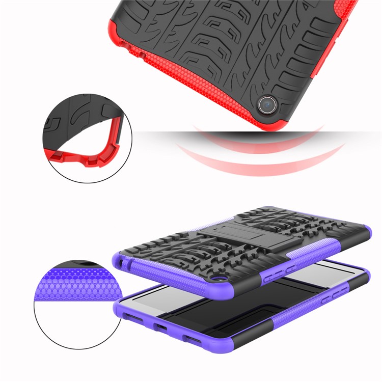 Anti-slip PC + TPU Hybrid Protective Case with Kickstand for Xiaomi Mi Pad 4 - Purple-12