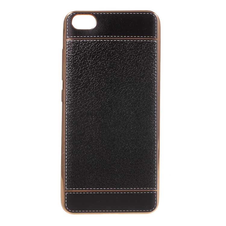 PU Leather Coated Plating TPU Case for Xiaomi Mi 5 - Black-1