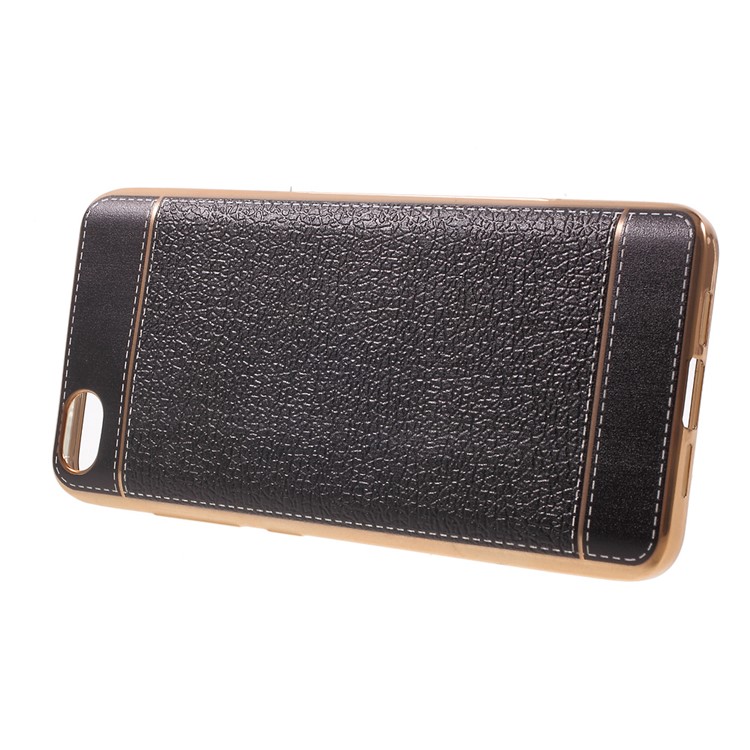 PU Leather Coated Plating TPU Case for Xiaomi Mi 5 - Black-3