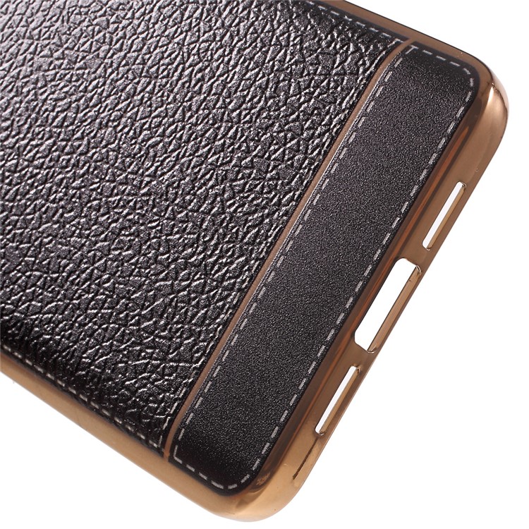PU Leather Coated Plating TPU Case for Xiaomi Mi 5 - Black-4