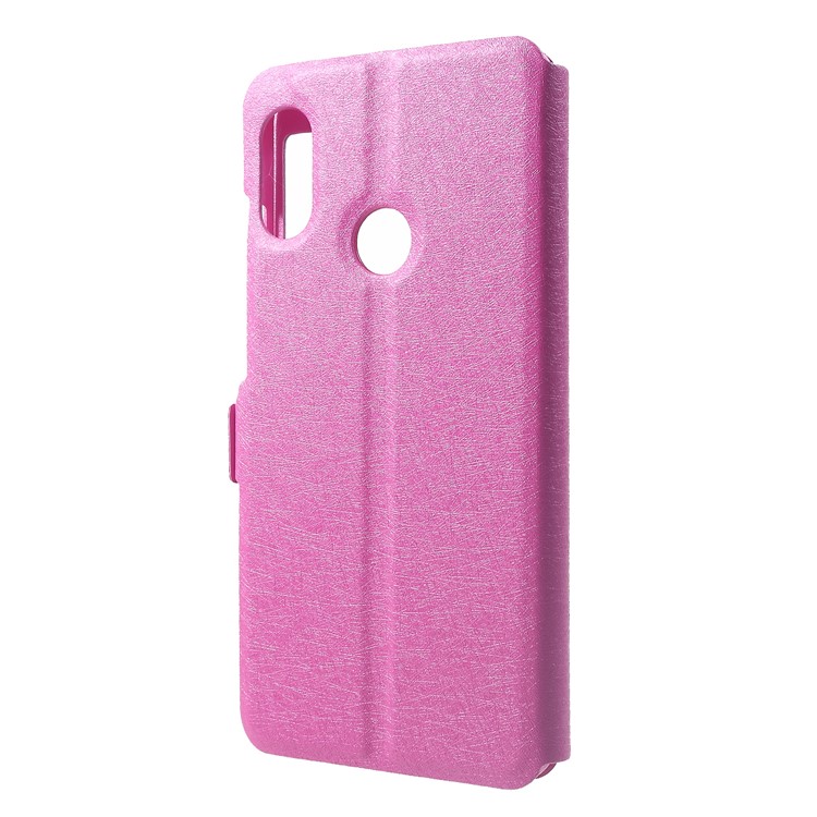 Silk Texture Dual View Window Leather Flip Case for Xiaomi Mi A2 Lite / Redmi 6 Pro - Rose-2