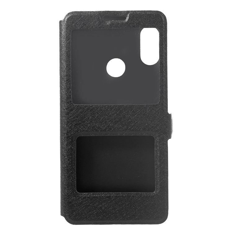 Silk Texture Dual View Window Leather Flip Cover for Xiaomi Mi A2 Lite / Redmi 6 Pro - Black-1