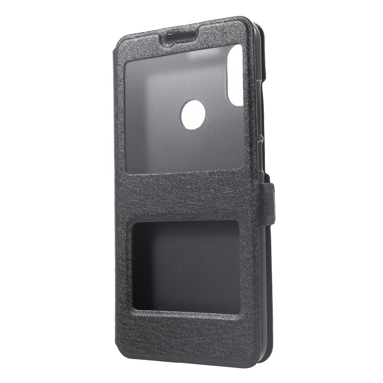 Silk Texture Dual View Window Leather Flip Cover for Xiaomi Mi A2 Lite / Redmi 6 Pro - Black-3