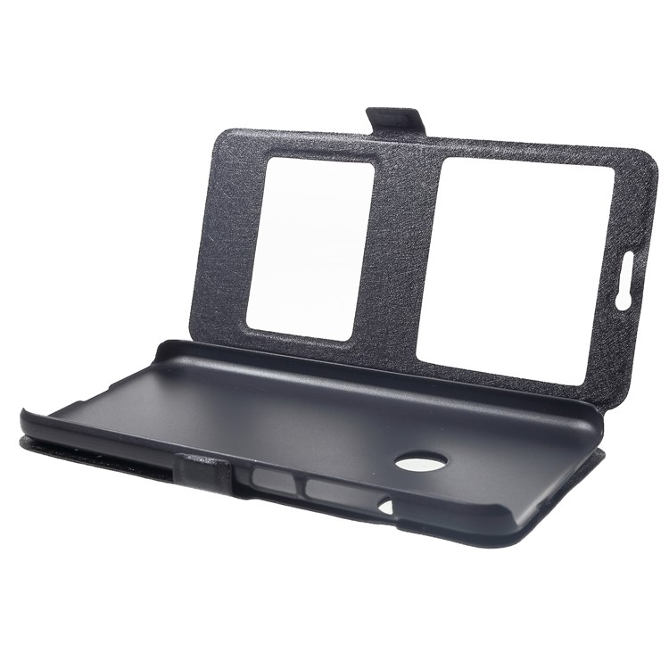 Silk Texture Dual View Window Leather Flip Cover for Xiaomi Mi A2 Lite / Redmi 6 Pro - Black-5