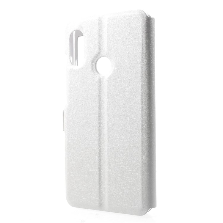 Silk Texture Dual View Window Leather Phone Shell for Xiaomi Mi A2 Lite / Redmi 6 Pro - White-2