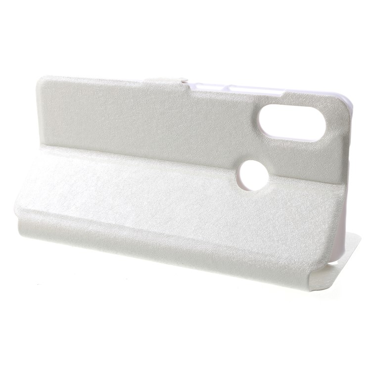 Silk Texture Dual View Window Leather Phone Shell for Xiaomi Mi A2 Lite / Redmi 6 Pro - White-4
