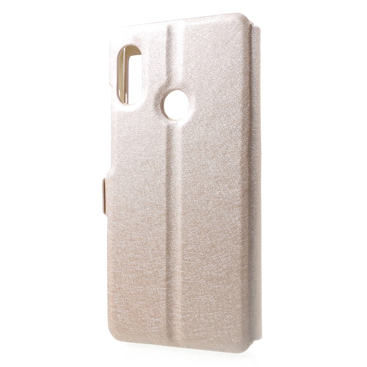 Silk Texture Dual View Window Leather Case Shell for Xiaomi Mi A2 Lite / Redmi 6 Pro - Gold-2