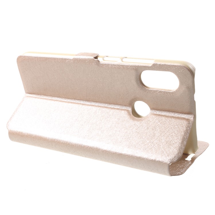 Silk Texture Dual View Window Leather Case Shell for Xiaomi Mi A2 Lite / Redmi 6 Pro - Gold-4