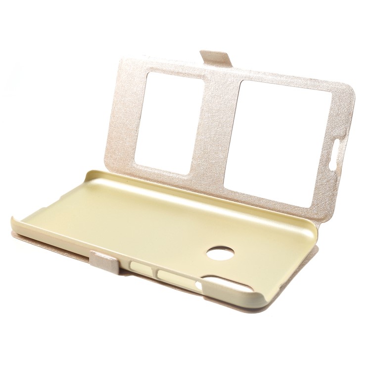 Silk Texture Dual View Window Leather Case Shell for Xiaomi Mi A2 Lite / Redmi 6 Pro - Gold-5
