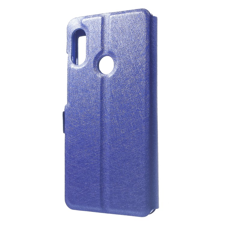 Silk Texture Dual View Window Leather Protector Cover for Xiaomi Mi A2 Lite / Redmi 6 Pro - Blue-2