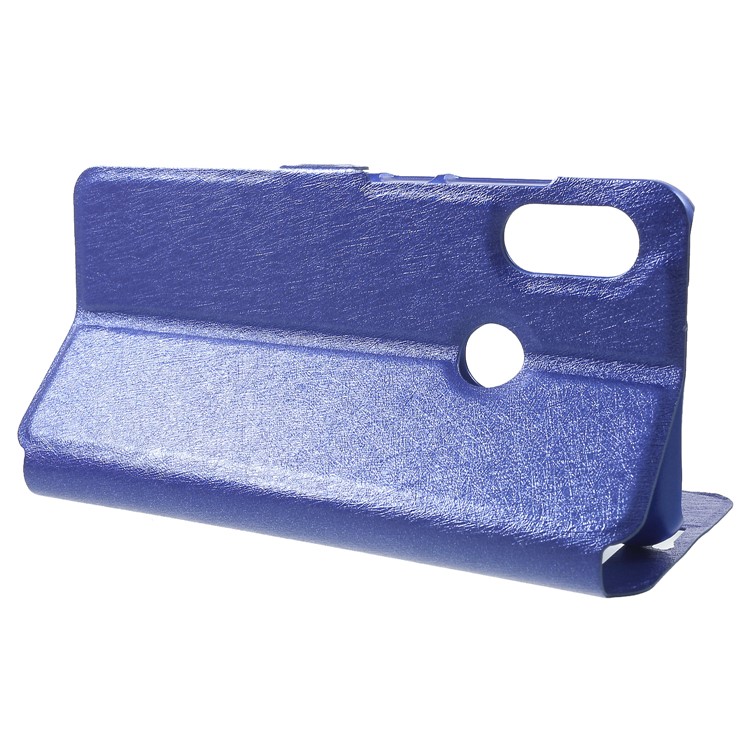 Silk Texture Dual View Window Leather Protector Cover for Xiaomi Mi A2 Lite / Redmi 6 Pro - Blue-4