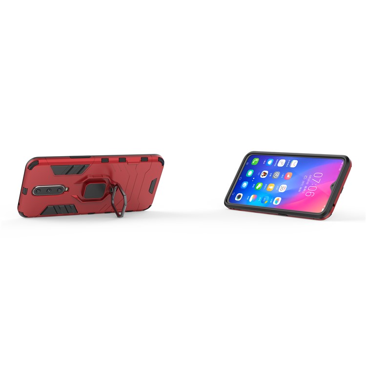 Finger Ring Kickstand PC + TPU Combo Phone Back Case for Xiaomi Pocophone F1 / Poco F1 (India) - Red-5
