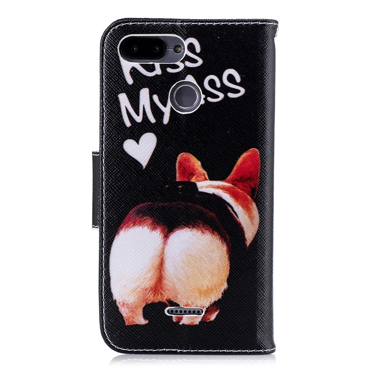 For Xiaomi Redmi 6 (Dual Camera: 12MP+5MP) Pattern Printing Leather Wallet Stand Protection Cover - Kiss My Ass-3