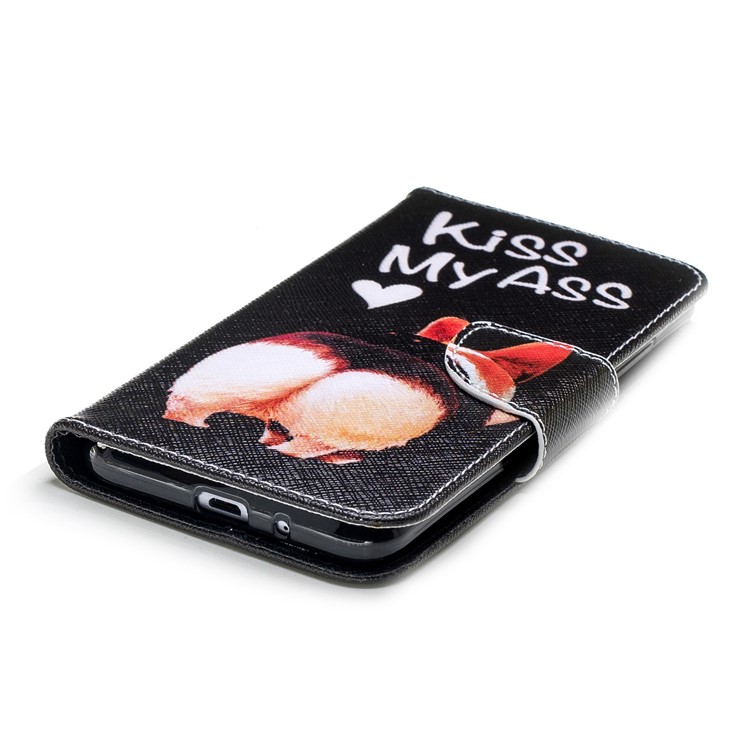 For Xiaomi Redmi 6 (Dual Camera: 12MP+5MP) Pattern Printing Leather Wallet Stand Protection Cover - Kiss My Ass-6