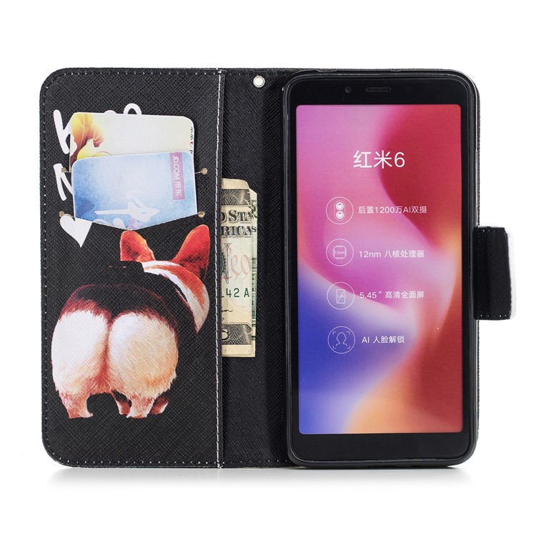 For Xiaomi Redmi 6 (Dual Camera: 12MP+5MP) Pattern Printing Leather Wallet Stand Protection Cover - Kiss My Ass-8