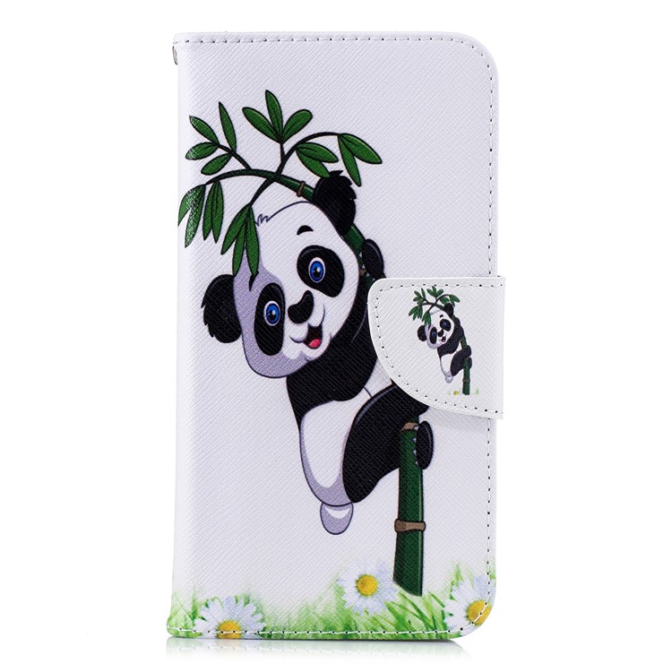 For Xiaomi Redmi 6 (Dual Camera: 12MP+5MP) Pattern Printing Leather Wallet Stand Protection Cover Case - Lovely Panda-2