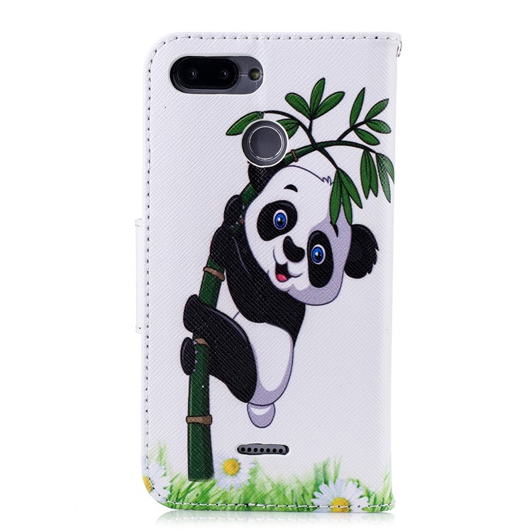 For Xiaomi Redmi 6 (Dual Camera: 12MP+5MP) Pattern Printing Leather Wallet Stand Protection Cover Case - Lovely Panda-3