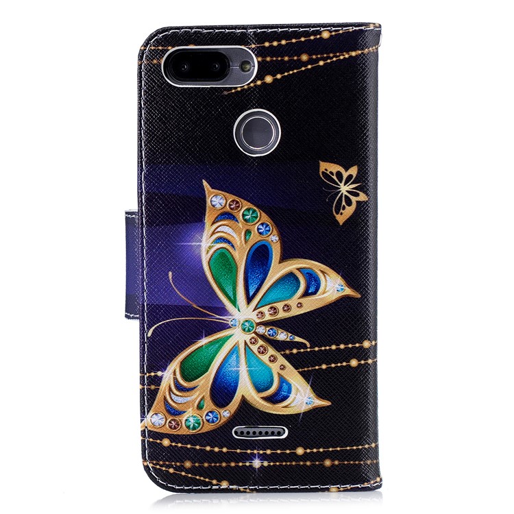 For Xiaomi Redmi 6 (Dual Camera: 12MP+5MP) Pattern Printing Leather Wallet Stand Case Cover - Colorized Butterfly-3