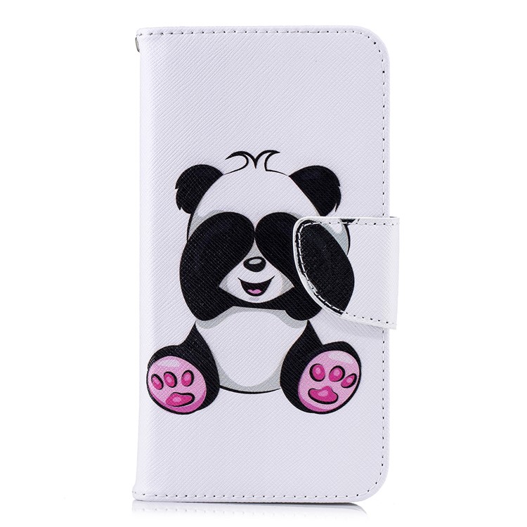 For Xiaomi Redmi 6 (Dual Camera: 12MP+5MP) Pattern Printing Leather Wallet Stand Folio Casing - Cute Panda-2
