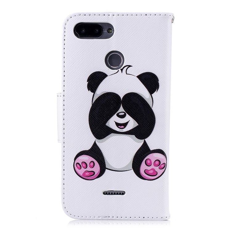 For Xiaomi Redmi 6 (Dual Camera: 12MP+5MP) Pattern Printing Leather Wallet Stand Folio Casing - Cute Panda-3