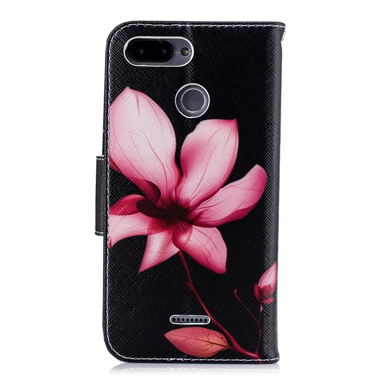 For Xiaomi Redmi 6 (Dual Camera: 12MP+5MP) Pattern Printing Leather Wallet Stand Folio Protection Case - Flower Pattern-3