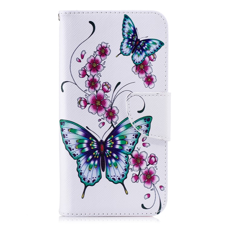 For Xiaomi Redmi 6 (Dual Camera: 12MP+5MP) Pattern Printing Leather Wallet Stand Shell Cover - Butterfly and Flower-2
