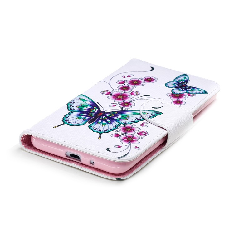 For Xiaomi Redmi 6 (Dual Camera: 12MP+5MP) Pattern Printing Leather Wallet Stand Shell Cover - Butterfly and Flower-6