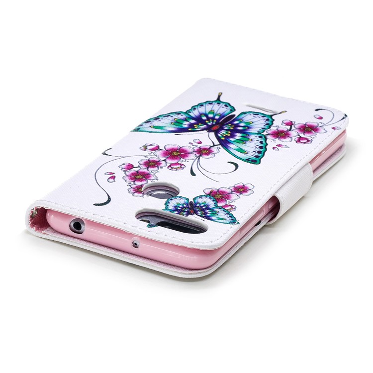 For Xiaomi Redmi 6 (Dual Camera: 12MP+5MP) Pattern Printing Leather Wallet Stand Shell Cover - Butterfly and Flower-7