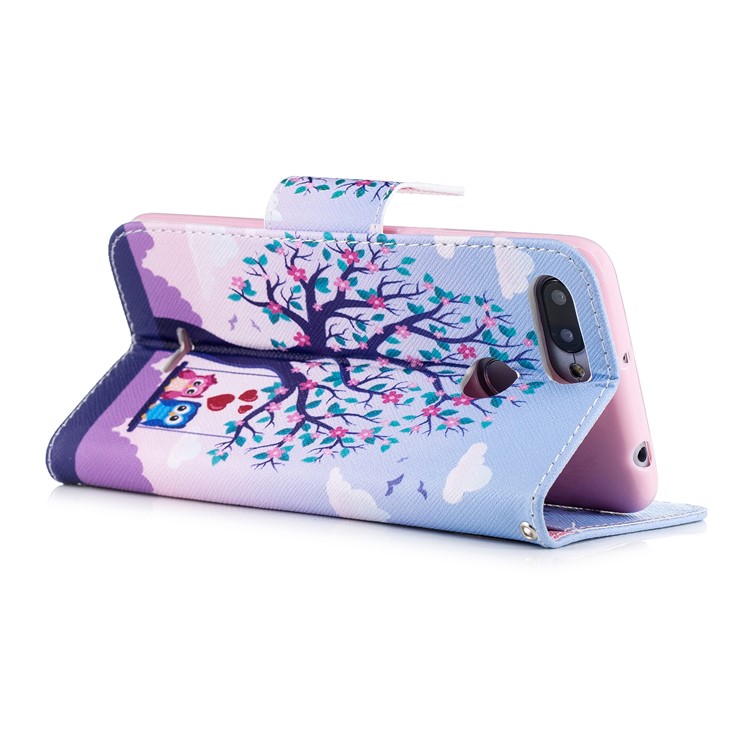 For Xiaomi Redmi 6 (Dual Camera: 12MP+5MP) Pattern Printing Leather Wallet Stand Flip Case Accessory - Tree and Owls-4