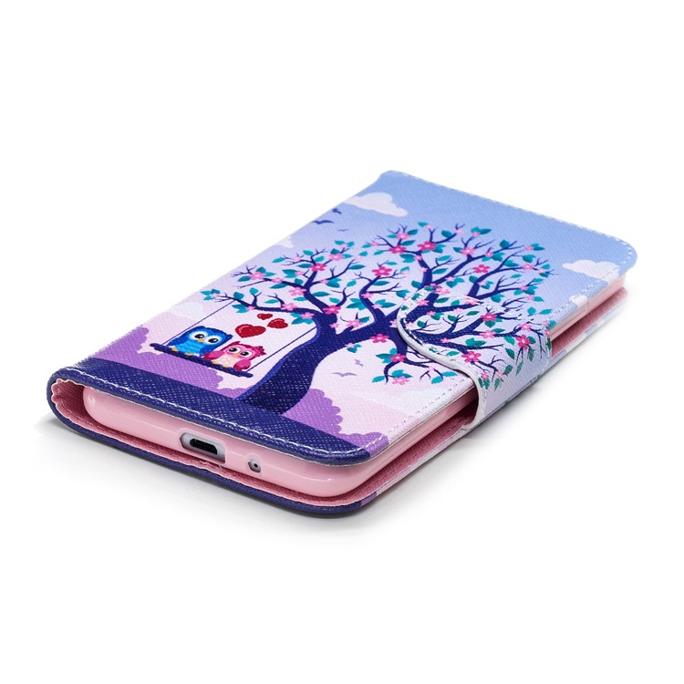 For Xiaomi Redmi 6 (Dual Camera: 12MP+5MP) Pattern Printing Leather Wallet Stand Flip Case Accessory - Tree and Owls-6