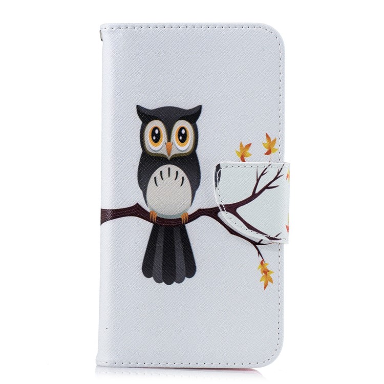 For Xiaomi Redmi 6 (Dual Camera: 12MP+5MP) Pattern Printing Leather Wallet Stand Cellphone Protective Cover - Owl on the Branch-2