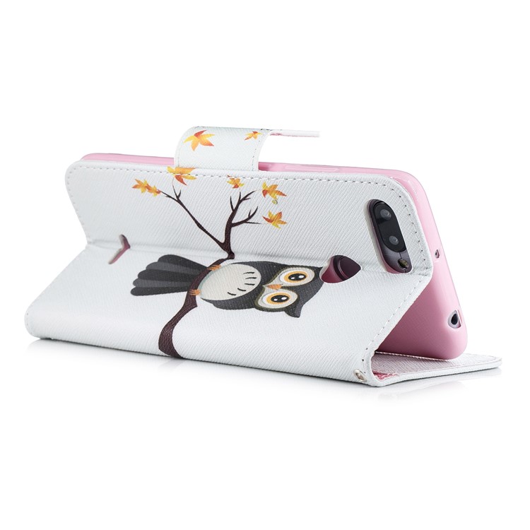 For Xiaomi Redmi 6 (Dual Camera: 12MP+5MP) Pattern Printing Leather Wallet Stand Cellphone Protective Cover - Owl on the Branch-4