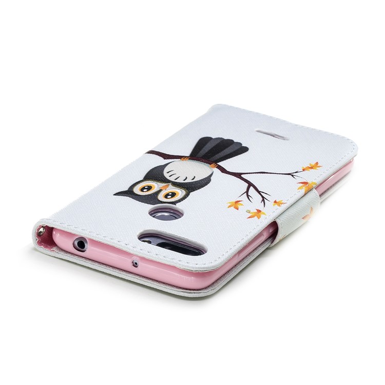 For Xiaomi Redmi 6 (Dual Camera: 12MP+5MP) Pattern Printing Leather Wallet Stand Cellphone Protective Cover - Owl on the Branch-7