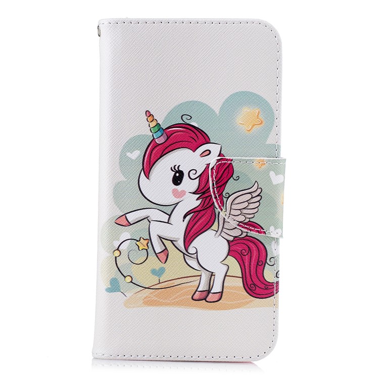 Pattern Printing Leather Phone Cover Shell with Card Slots for Xiaomi Redmi 6 (Dual Camera: 12MP+5MP) - Unicorn-2