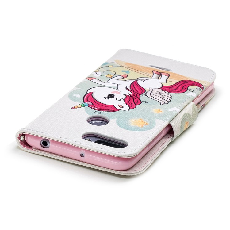 Pattern Printing Leather Phone Cover Shell with Card Slots for Xiaomi Redmi 6 (Dual Camera: 12MP+5MP) - Unicorn-7