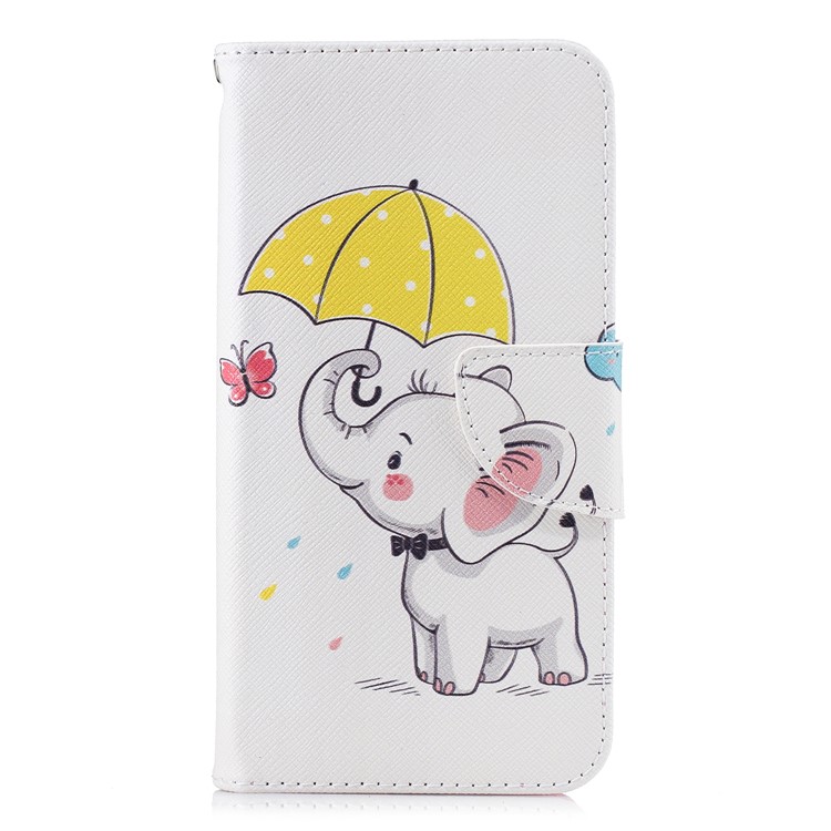 Pattern Printing Leather Cellphone Protective Case for Xiaomi Redmi 6 (Dual Camera: 12MP+5MP) - Elephant Holding an Umbrella-2