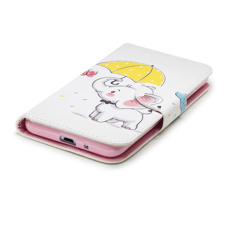 Pattern Printing Leather Cellphone Protective Case for Xiaomi Redmi 6 (Dual Camera: 12MP+5MP) - Elephant Holding an Umbrella-6