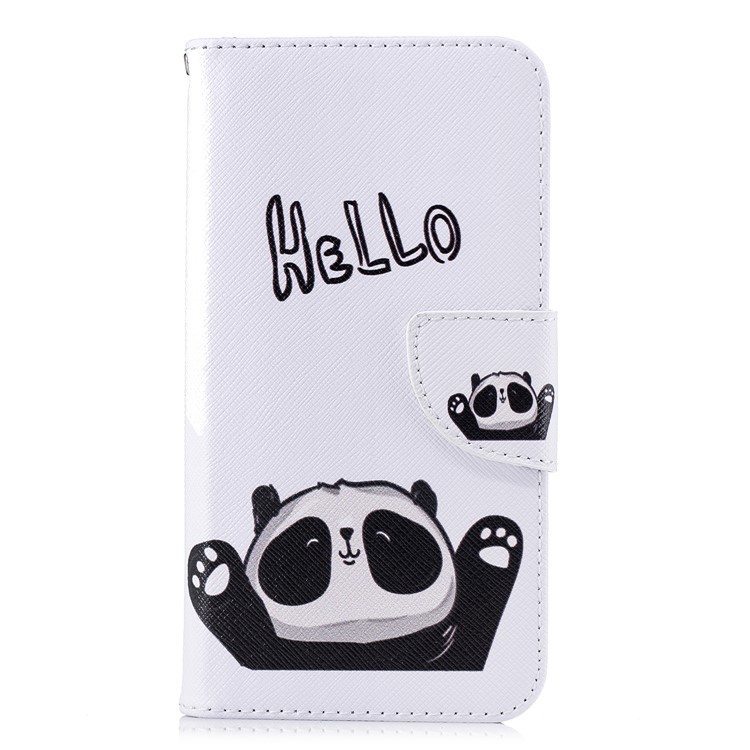 Pattern Printing Leather Protection Stand Shell with Card Slots for Xiaomi Redmi 6 (Dual Camera: 12MP+5MP) - Adorable Panda-2