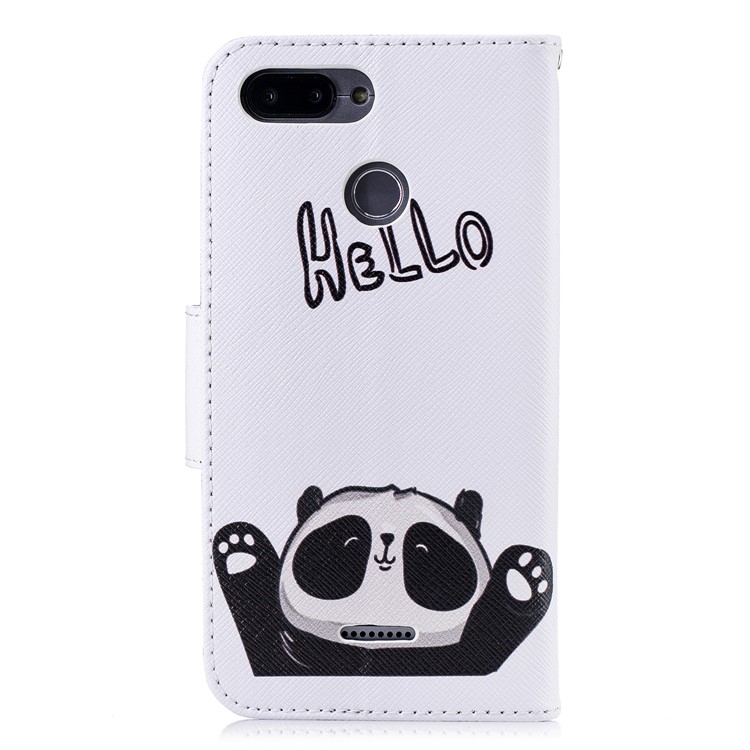 Pattern Printing Leather Protection Stand Shell with Card Slots for Xiaomi Redmi 6 (Dual Camera: 12MP+5MP) - Adorable Panda-3