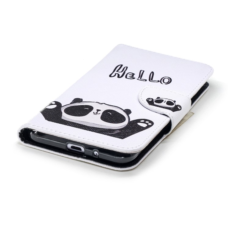 Pattern Printing Leather Protection Stand Shell with Card Slots for Xiaomi Redmi 6 (Dual Camera: 12MP+5MP) - Adorable Panda-6